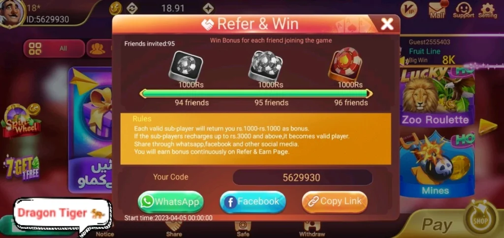 Dragon Tiger Club Refer and Earn