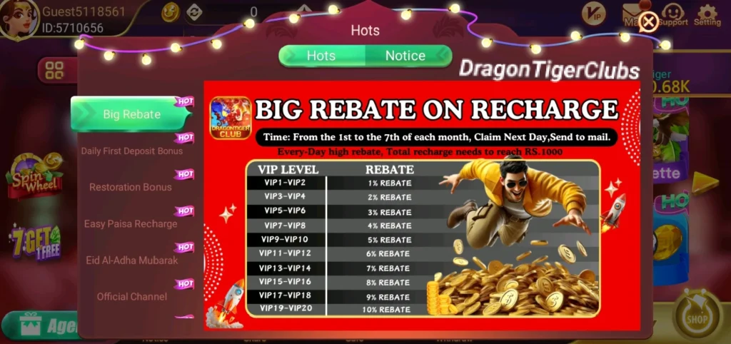 Dragon Tiger Club Rebate Benefits